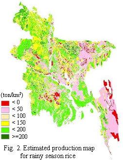 Fig.2. Estimated production map for rainy season rice