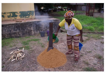 Fig. 1. Charring of saw dust (Kumasi City)