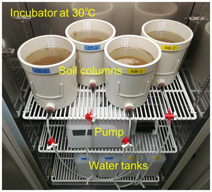 Fig. 1. Apparatus consisting of soil column systems for the three experiments