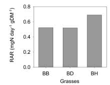 Fig. 2. Relative N absorption rates in plants with no N application.