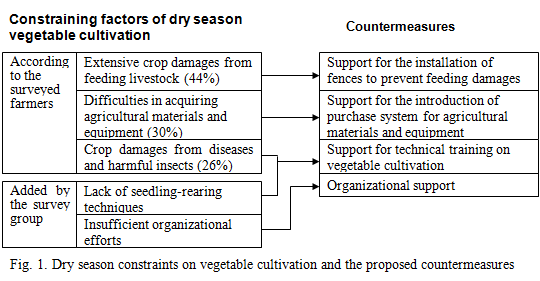 Fig.1. Dry season constraints on vegetable cultivation and the proposed counter measures