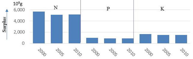 Figure 3. Nutrient balance for cereals without by-product removal 