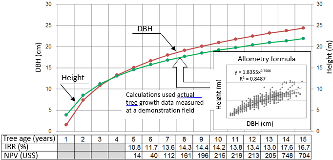 Fig. 2. Indicators for nurturing forests and desired IRR to ensure the profitability of eucalyptus planting