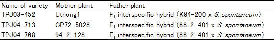 Table 1. History of new sugarcane varieties