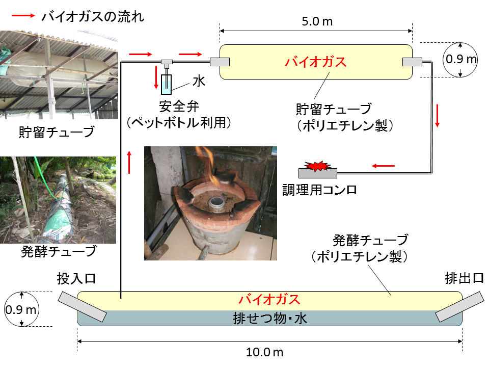 図1 標準的なプラスチック製バイオガス発生装置