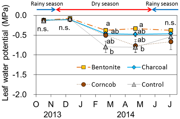 Fig. 2. Predawn leaf water potential of teak leaves (from October 2013 to July 2014)