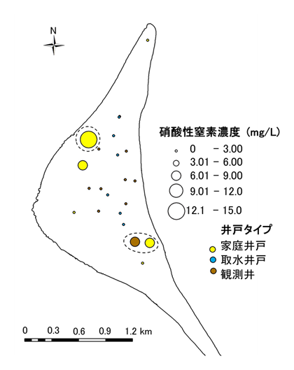 図2 地下水中に含まれる硝酸性窒素濃度