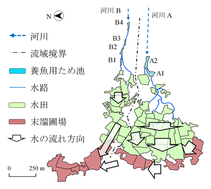 図1 N村の河川AとBの流域概要図1 N村の河川AとBの流域概要