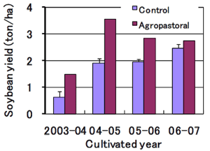 Fig. 2. Agropastoral effect on soybean yield Agropastoral fields