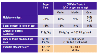 Fig. 1. Cutting and storage (maturing) tests of old oil palm trunks. 