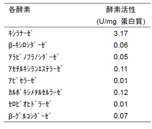 表 ゲルろ過1,450 kDa画分の酵素活性