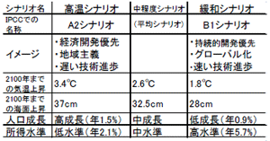 表1 分析に用いた温暖化シナリオ