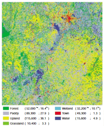 Fig. 2. Land cover / land use map classified by PCA1&2 of TM8907, TM9810 and TM9903.