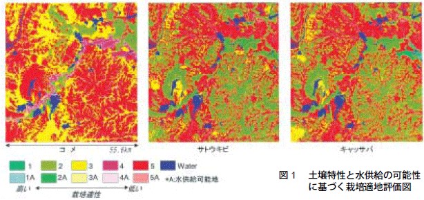 図1　土壌特性と水供給の可能性に基づく栽培適地評価図