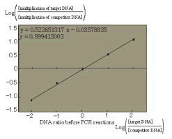Fig. 2. Competitive reactions between target DNA and competitor DNA.