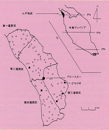 図2 ムダ地区における抵抗性型ヒデリコの分布（1993年乾期作）