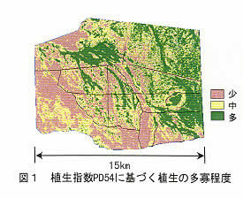 図1 植生指数PD54に基づく植生の多寡程度