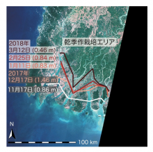 図4 衛星データから求めた塩水遡上ライン